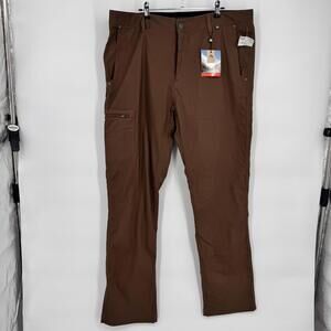 River Edge Pants Mens 36x32 Brown Expedition Stretch Hiking Travel Lightweight